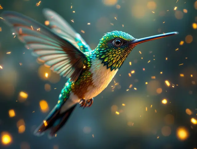 Illustration de carte Étincelle : Colibri